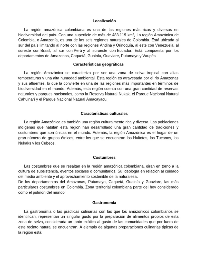 Cultura y biodiversidad de la Amazonía colombiana | PDF | Selva ...