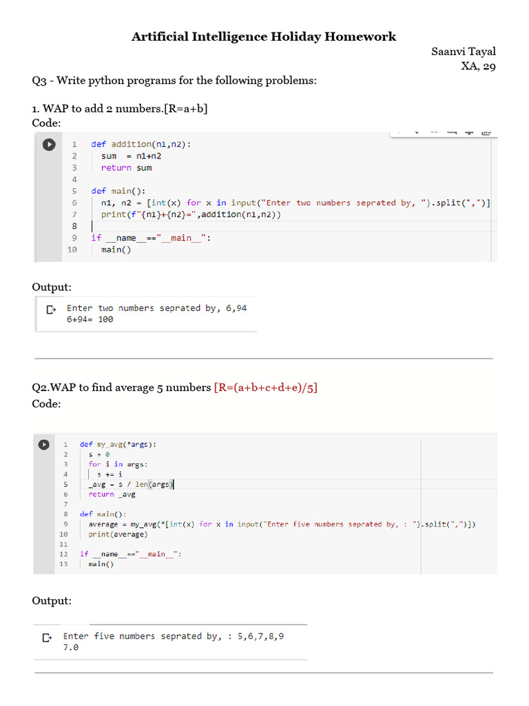 Python Programs for AI Homework | PDF