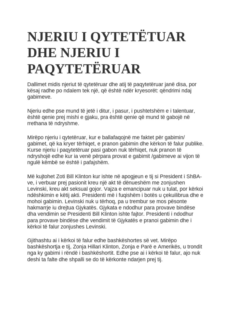 NJERIU I QYTETËTUAR DHE NJERIU I PAQYTETËRUAR | PDF