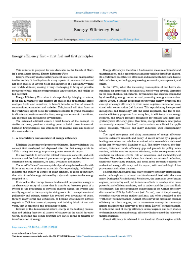 Energy Efficiency: First Principles | PDF | Renewable Energy | Energy ...