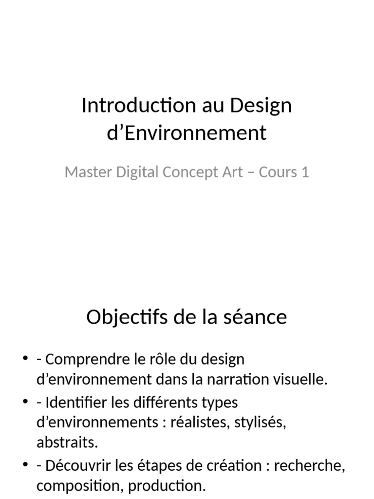Introduction au Design d'Environnement | PDF