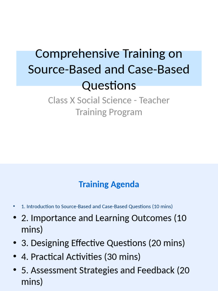 Teacher Training: Source & Case Questions | PDF