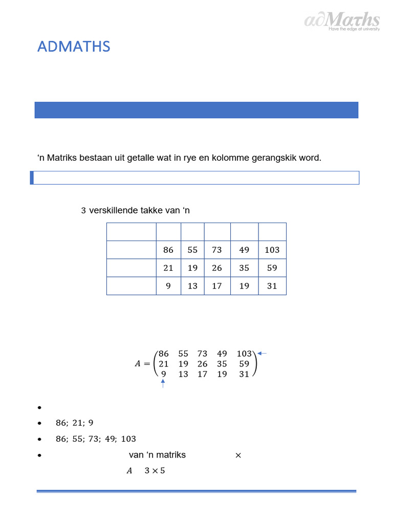 10MGT1 Matriksbewerkings | PDF