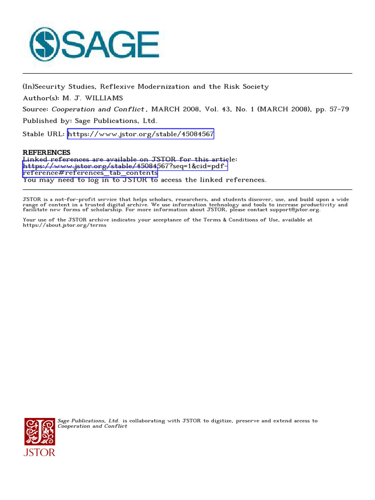 (In) Security Studies, Reflexive Modernization and The Risk Society ...