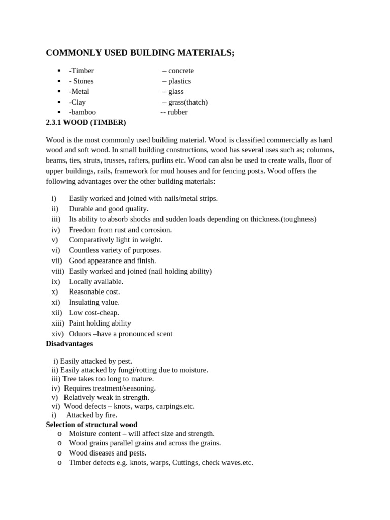 Overview of Common Building Materials | PDF | Concrete | Wood