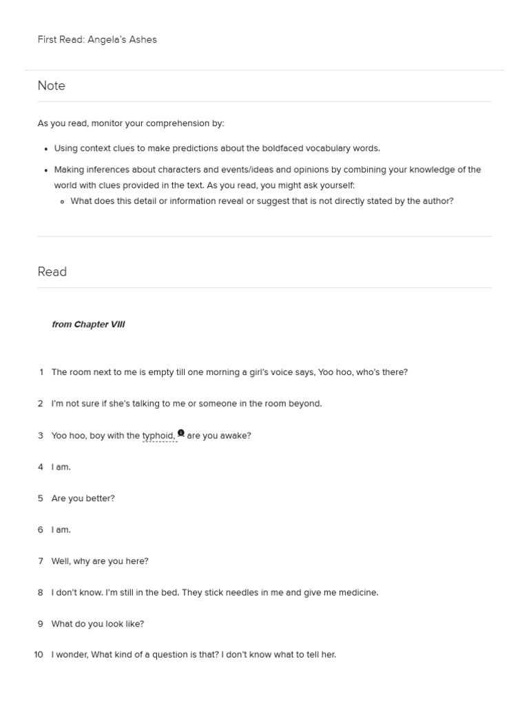 Angela's Ashes | PDF | Reading Comprehension