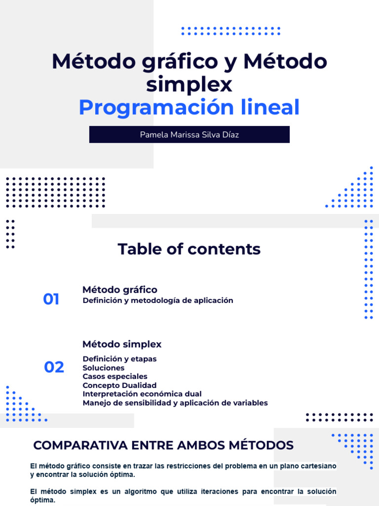 Método Gráfico vs Simplex en P. Lineal | PDF | Programación lineal ...