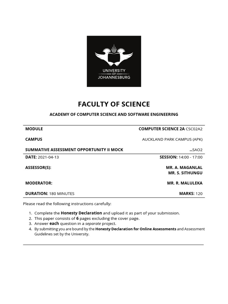 Acsse Csc2a 2021 Sao2 Mock | PDF | Method (Computer Programming ...