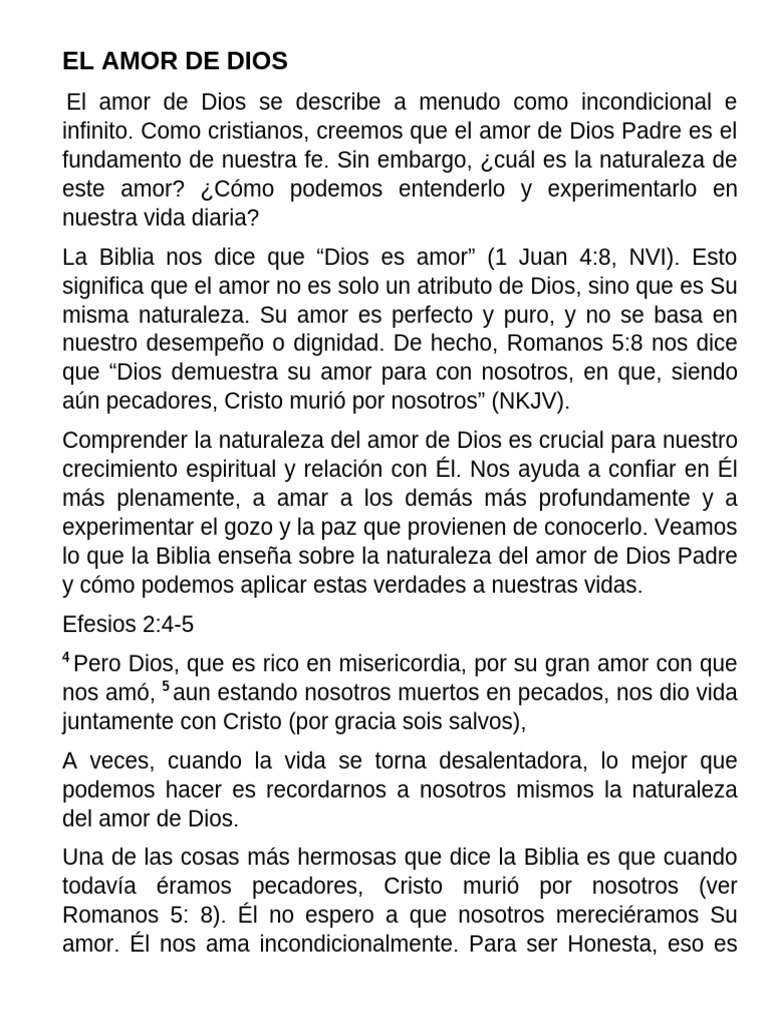 La Naturaleza del Amor de Dios | PDF | Amor | Pecado