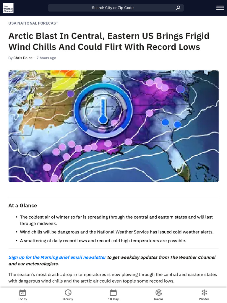 Arctic Blast Across US Brings Frigid Wind Chills | PDF | Weather ...