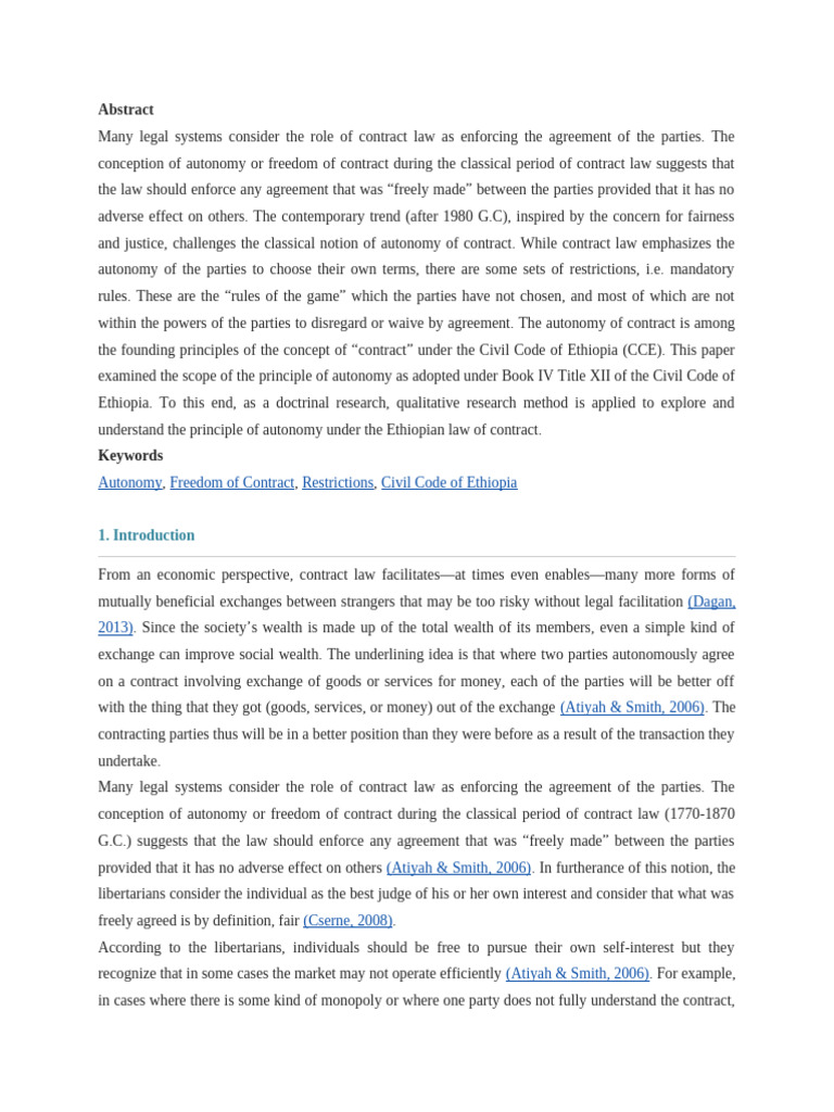 Abstract | PDF | Autonomy | Contractual Term