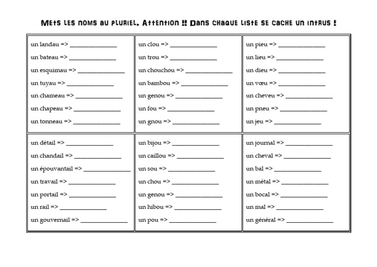 6 Listes Avec Intrus - CM | PDF