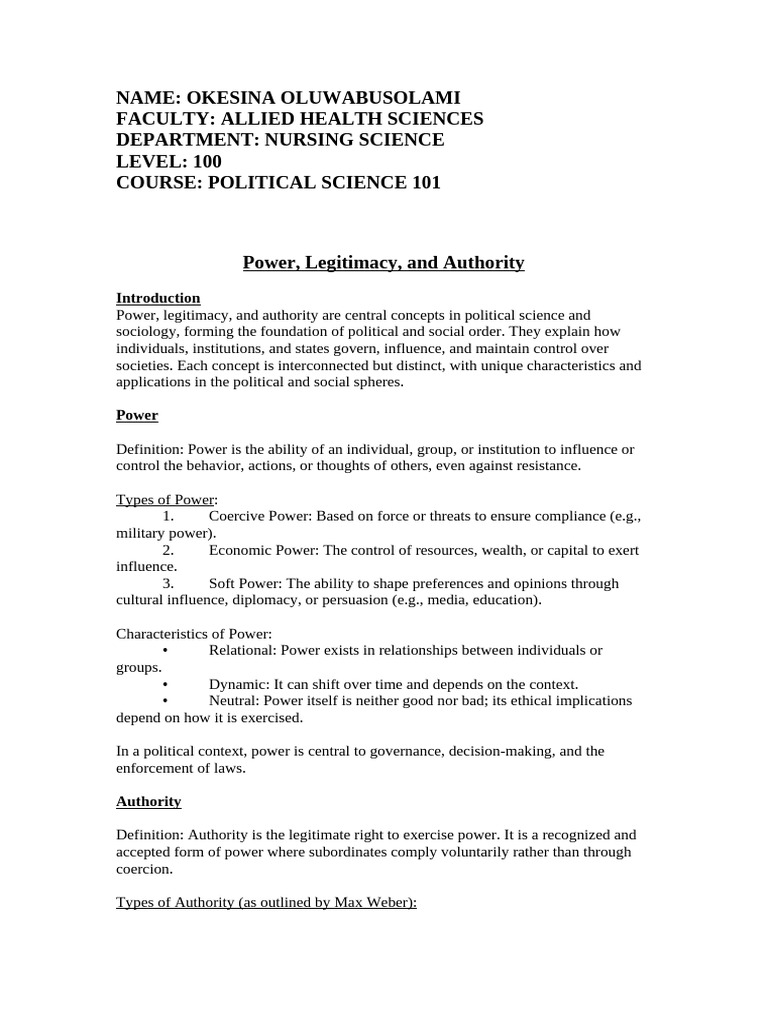 Pol Sci Presentation | PDF | Power (Social And Political) | Legitimacy ...