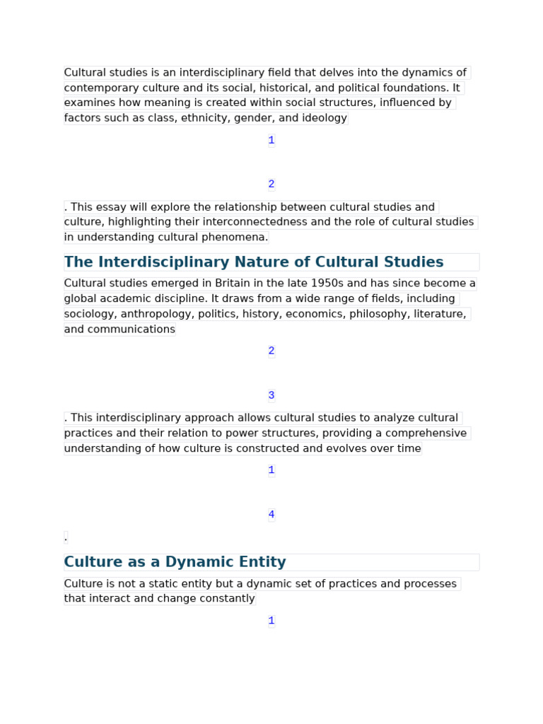 Cultural Studies and Culture | PDF | Cultural Studies | Interdisciplinarity