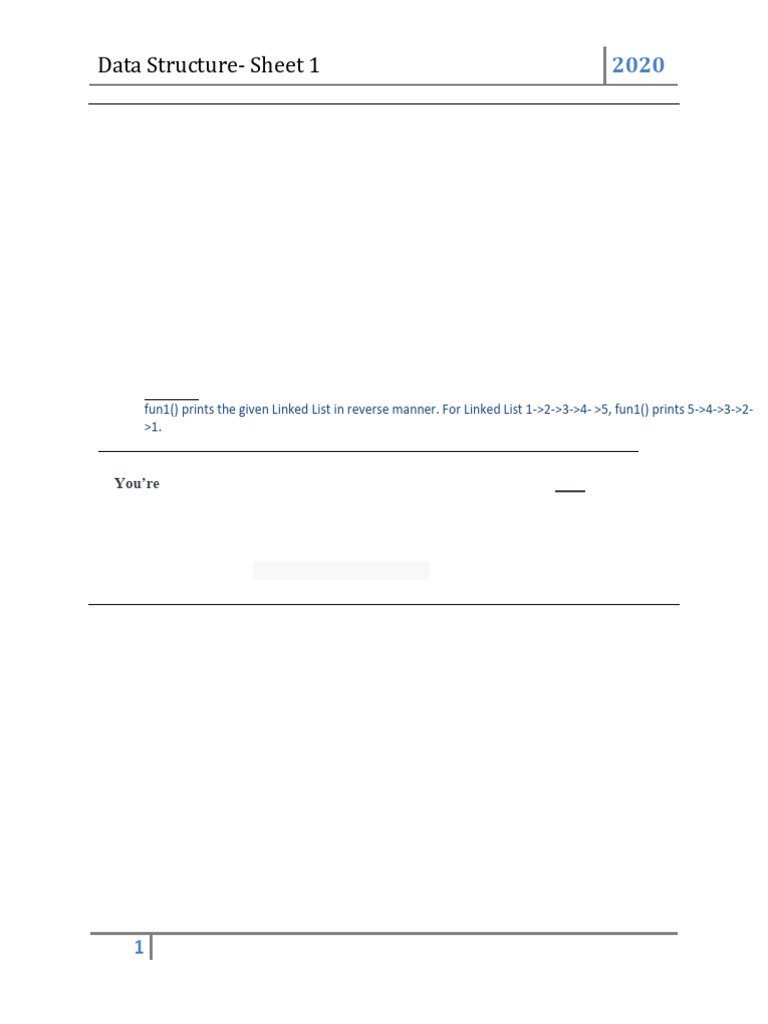 Linked List Sheet 2020 Answer | PDF | Pointer (Computer Programming ...