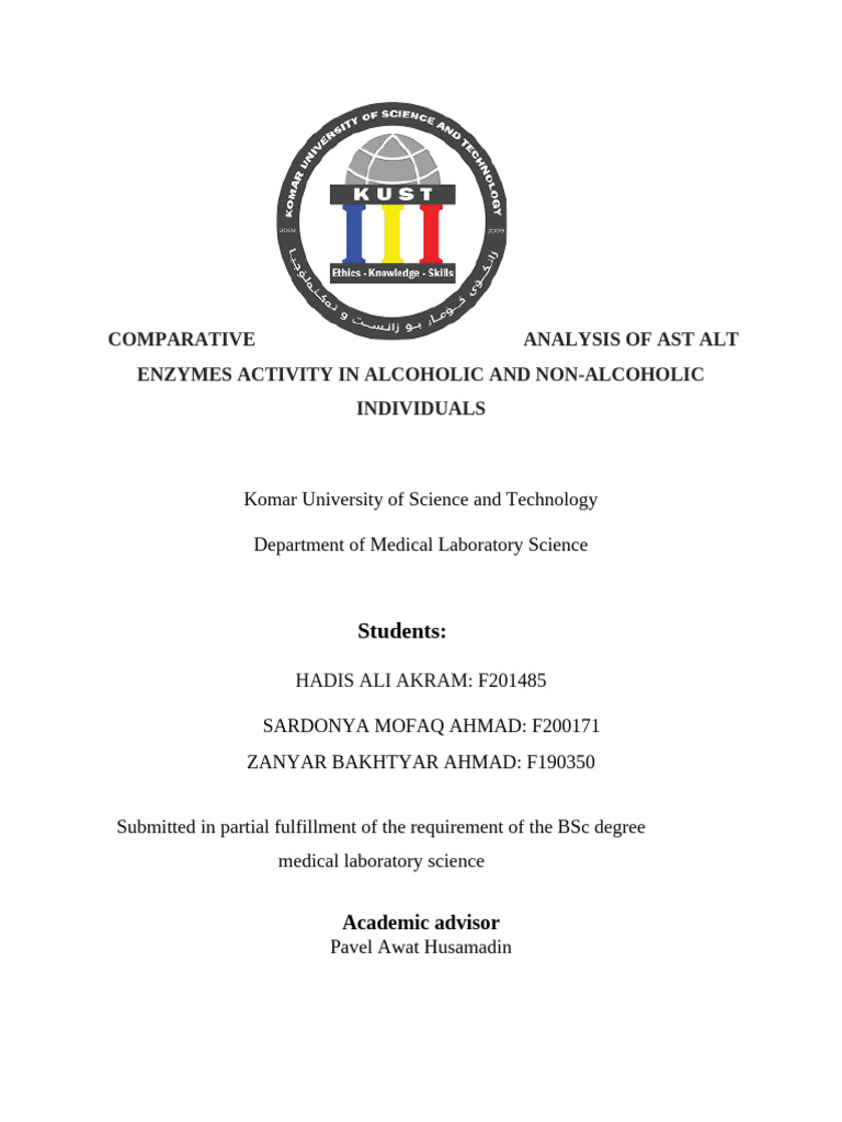 Comparative Analysis of AST and ALT Among Alcoholic and Non Alcoholic ...