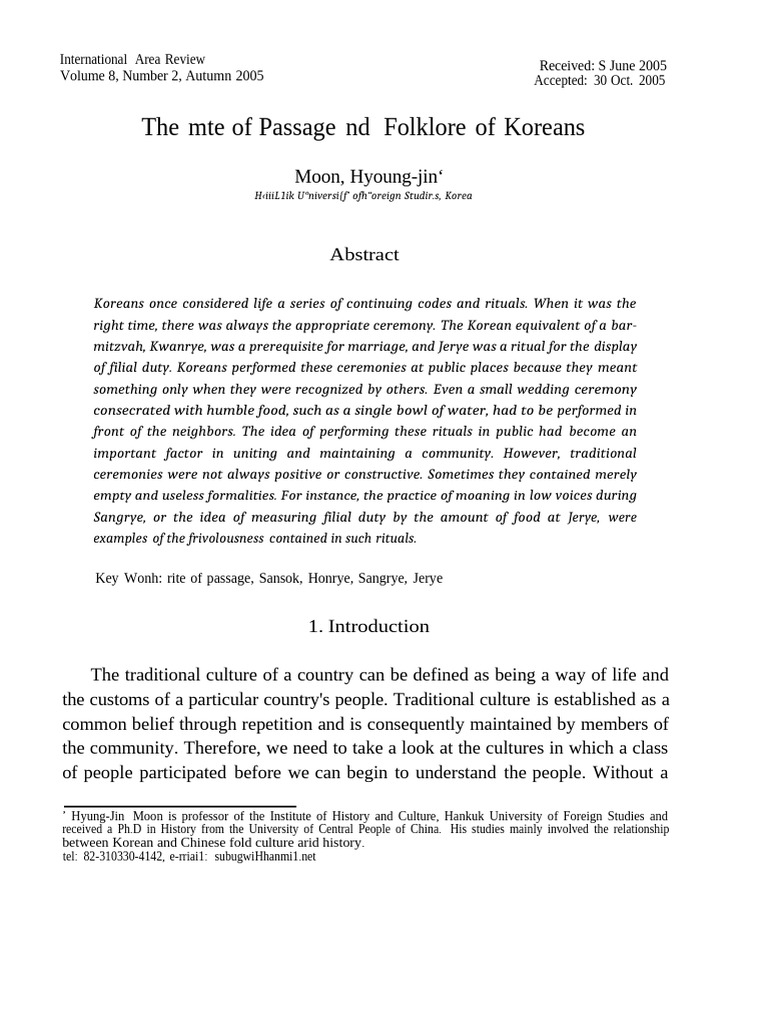 Korean Rites of Passage and Folklore | PDF | Wedding | Funeral