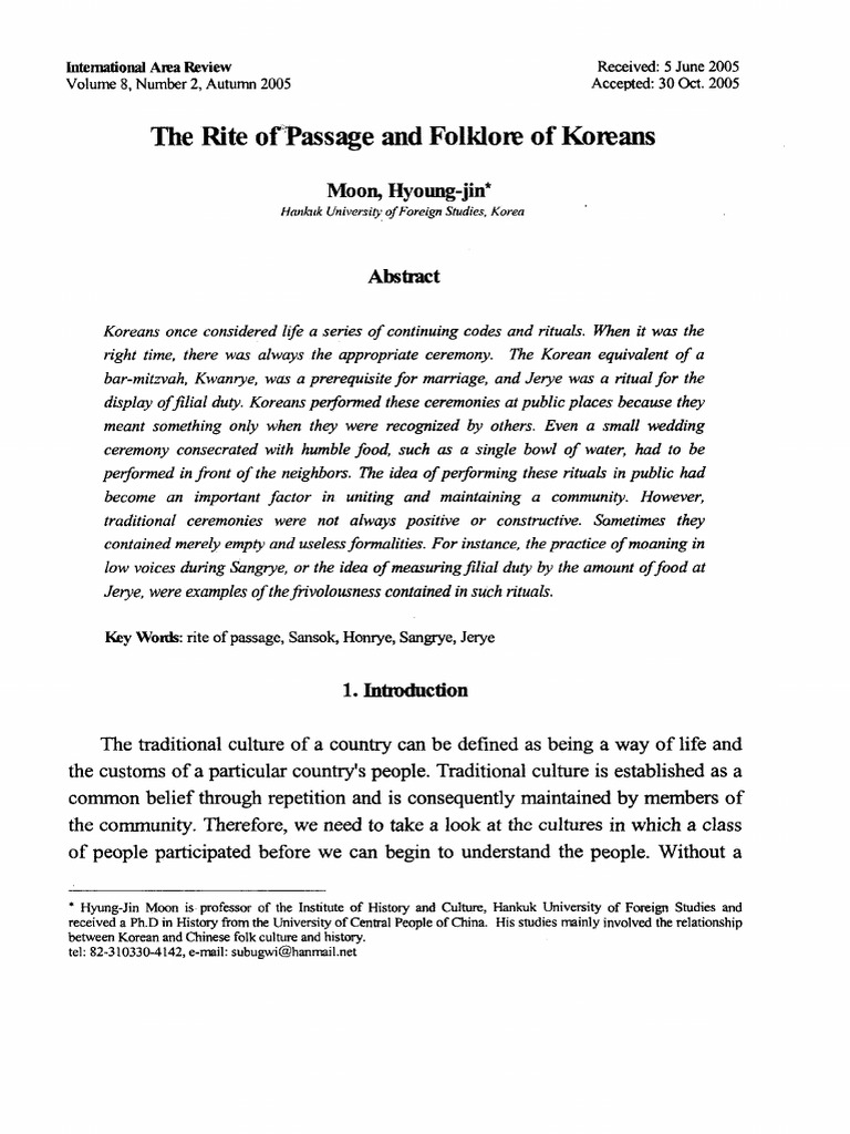 Korean Rites of Passage and Folklore | PDF | Wedding | Rituals