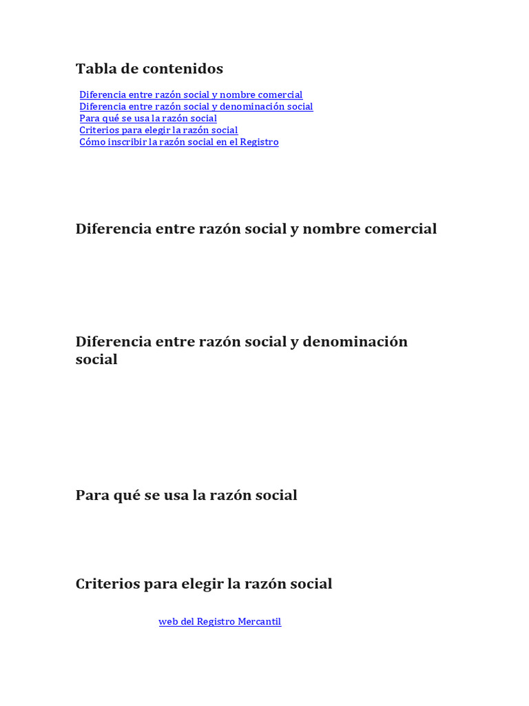 Razón Social: Definición y Registro | PDF | Business | Economias