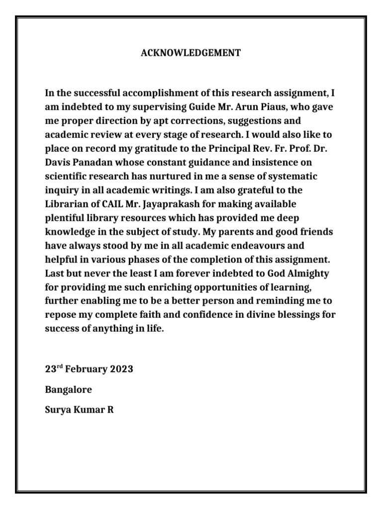 Acknowledgement of Research Contributions | PDF