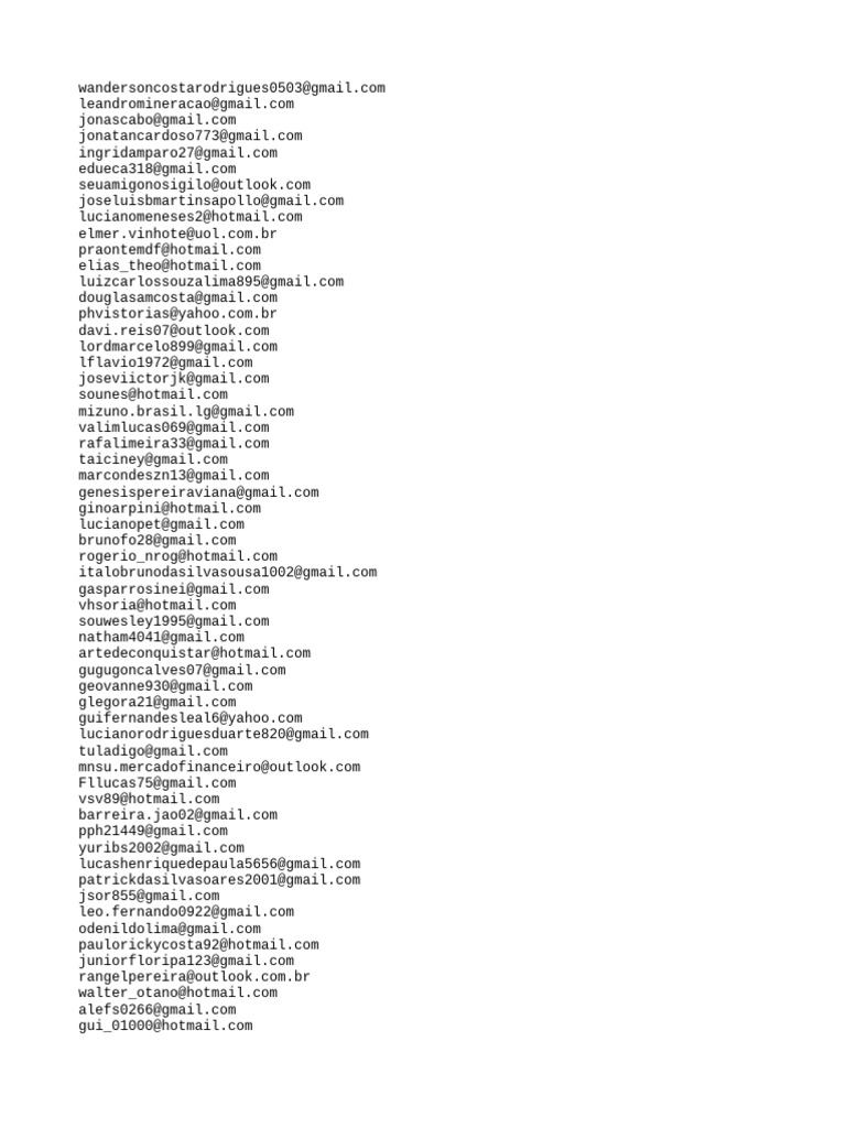 Lista de E-mails Diversos | PDF