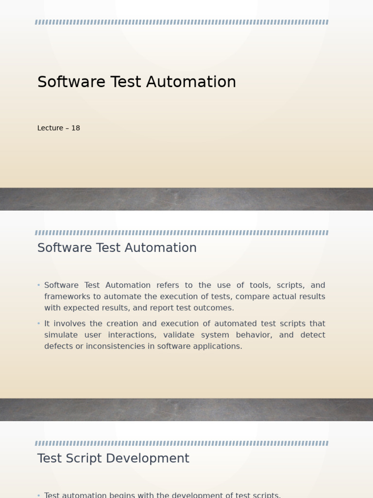 Lecture 18 - Test Automation | PDF | Software Testing | Software Industry
