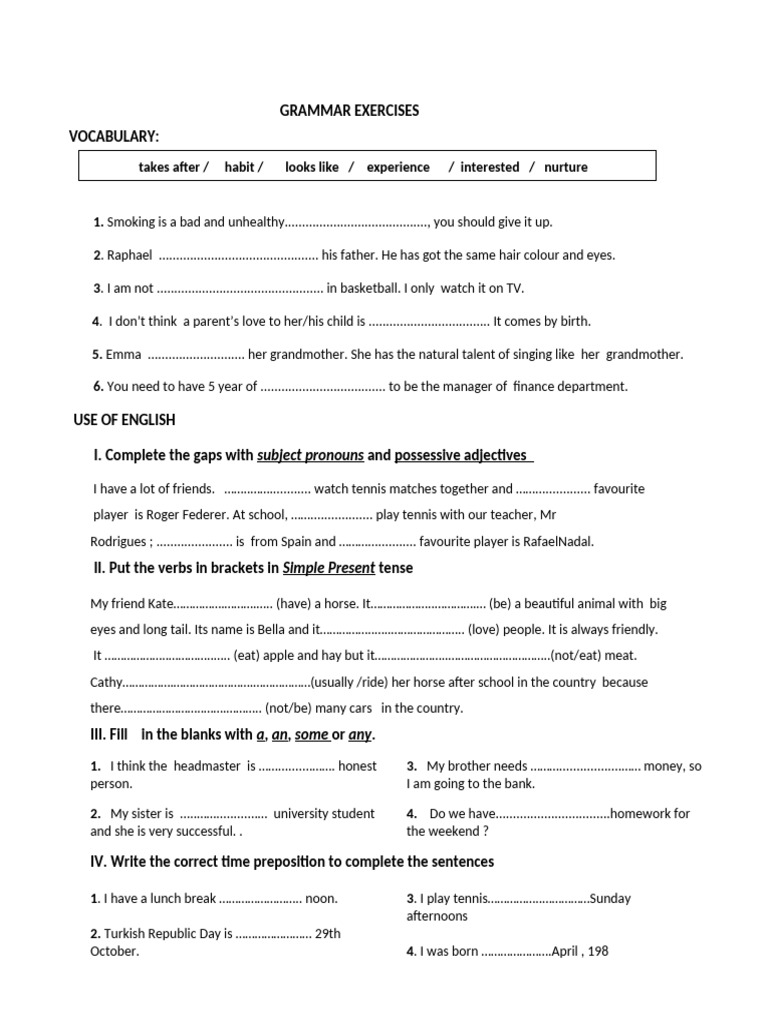 Grammar and Language Learning Exercises | PDF | Workweek And Weekend ...