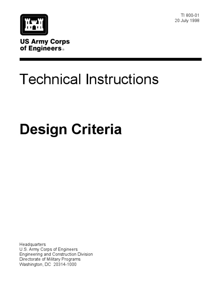 TI 800 01 Design Criterea | Clean Water Act | National Environmental Policy  Act