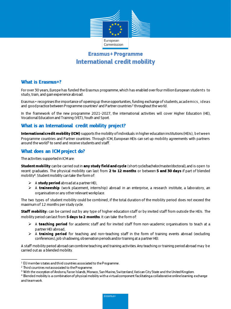 Erasmus+ International Credit Mobility Guide | PDF | Vocational Education