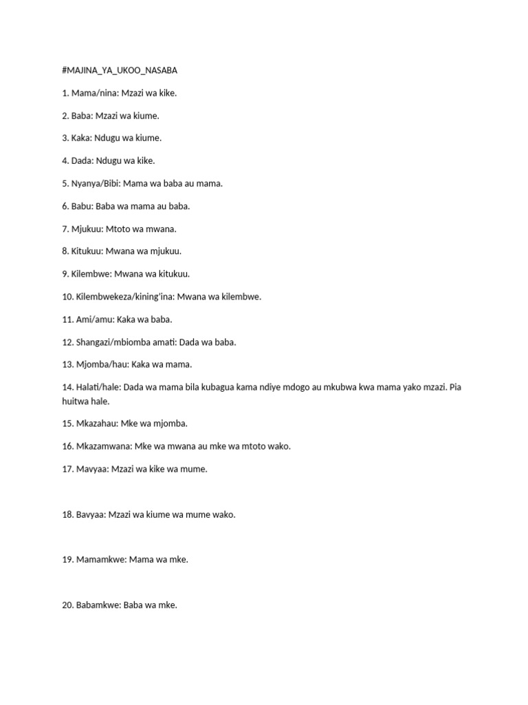 MAJINA - YA - UKOO - WPS Office | PDF