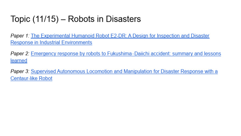 Robots in Disaster Response Strategies | PDF