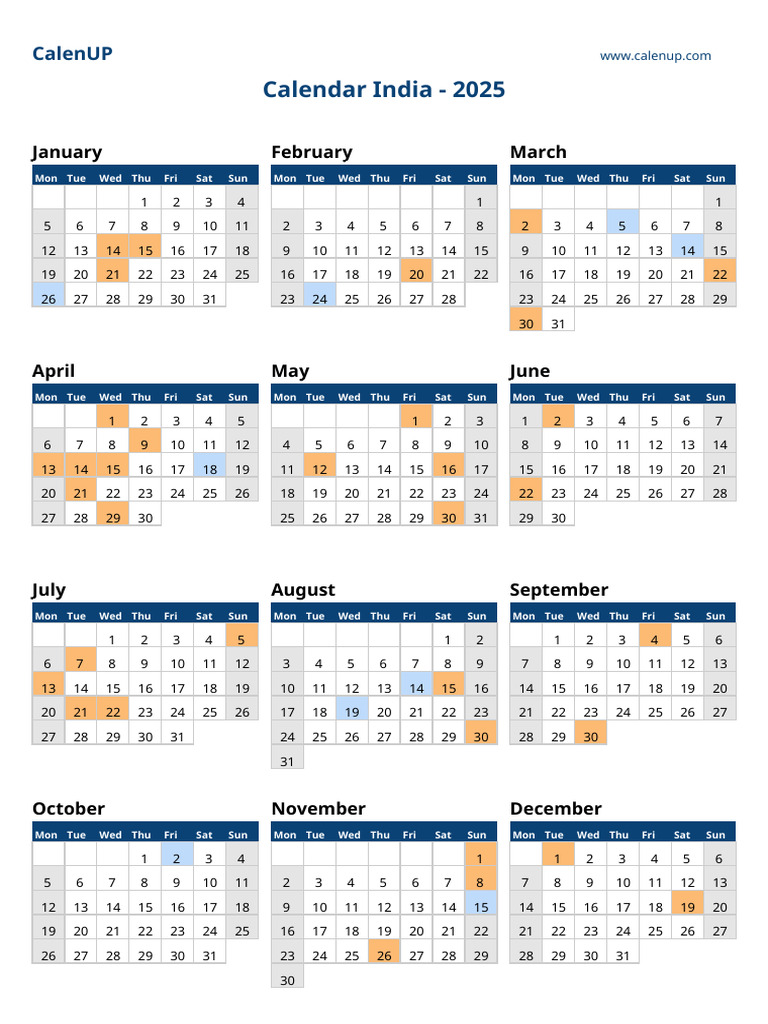 2025 Indian Calendar with Holidays | PDF | Religious Holidays | Observances