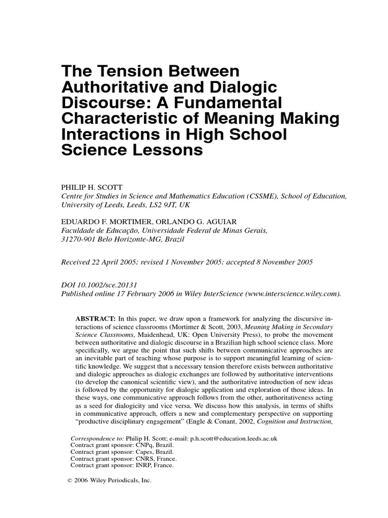 Authoritative vs. Dialogic Discourse in Science | PDF | Heat | Temperature