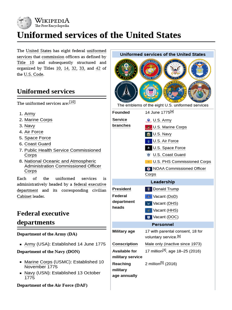 U.S. Uniformed Services Overview | PDF | Uniformed Services Of The ...