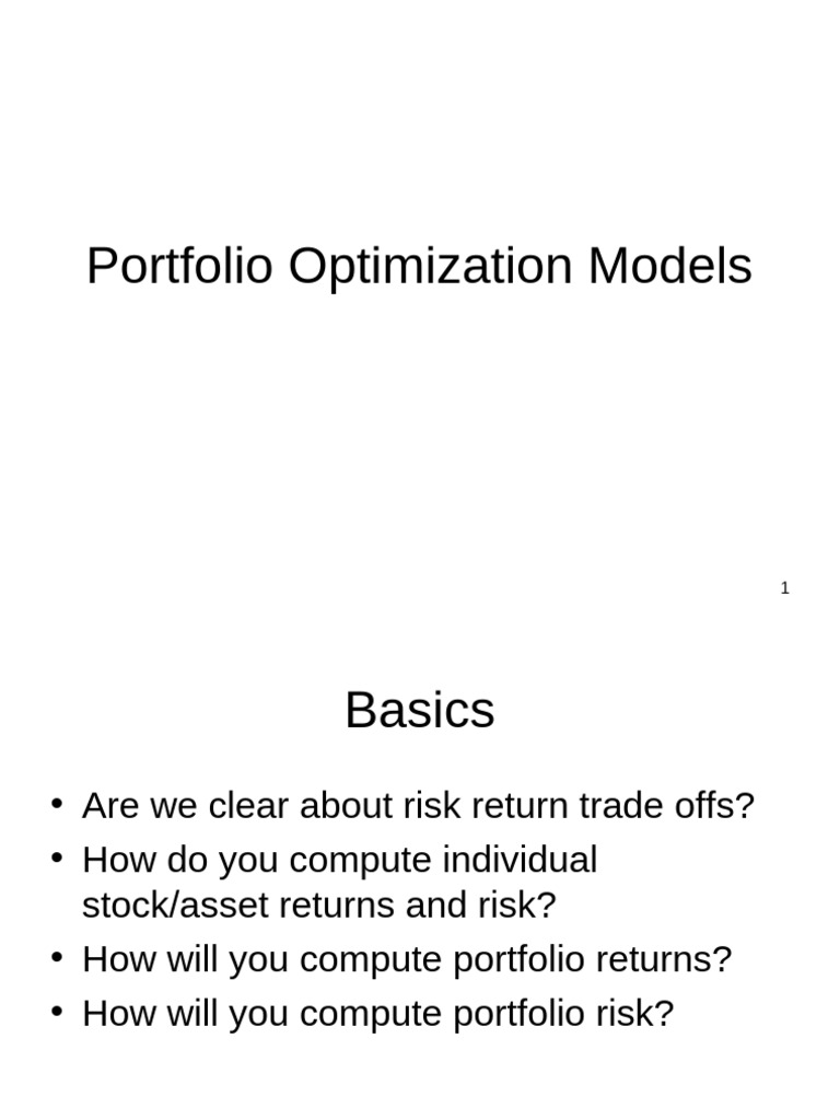 Portfolio Optimization Models | PDF | Modern Portfolio Theory | Matrix ...