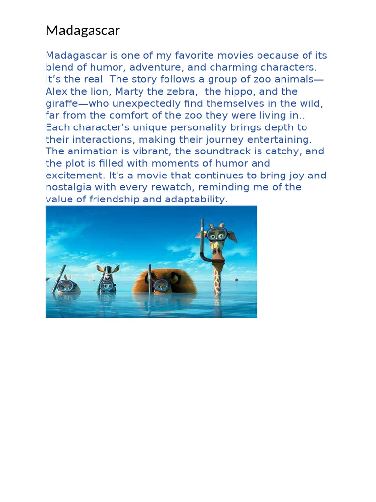 Madagascar Movie Review & Analysis | PDF