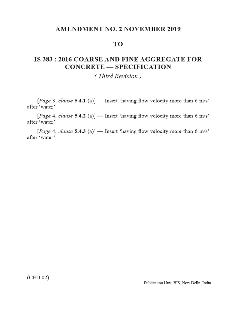 IS 383:2016 Amendment November 2019 | PDF