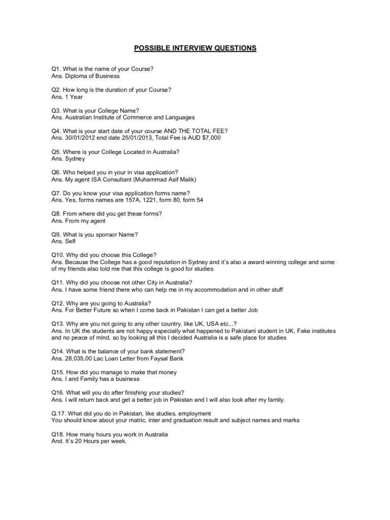 Possible Interview Questions | PDF | Career & Growth | Business