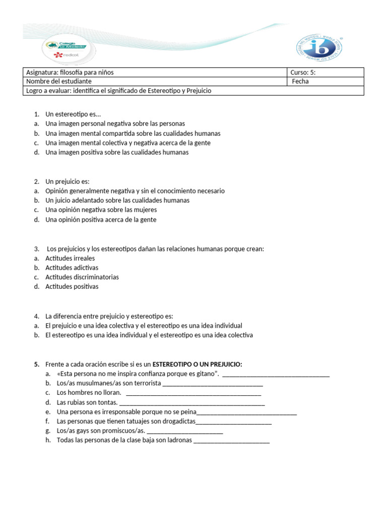 Identificando Estereotipos y Prejuicios | PDF