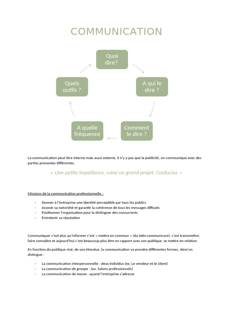 Missions de la communication professionnelle | PDF | la communication ...