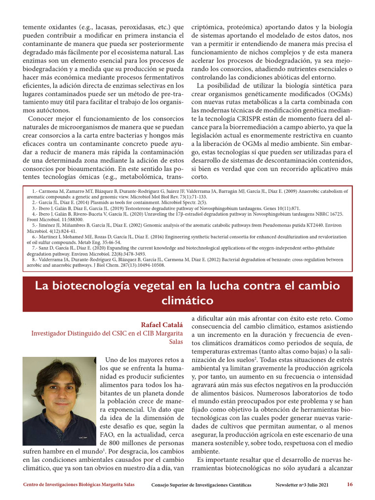 Biotecnología Vegetal en La Lucha Contra El Cambio Climático | PDF ...