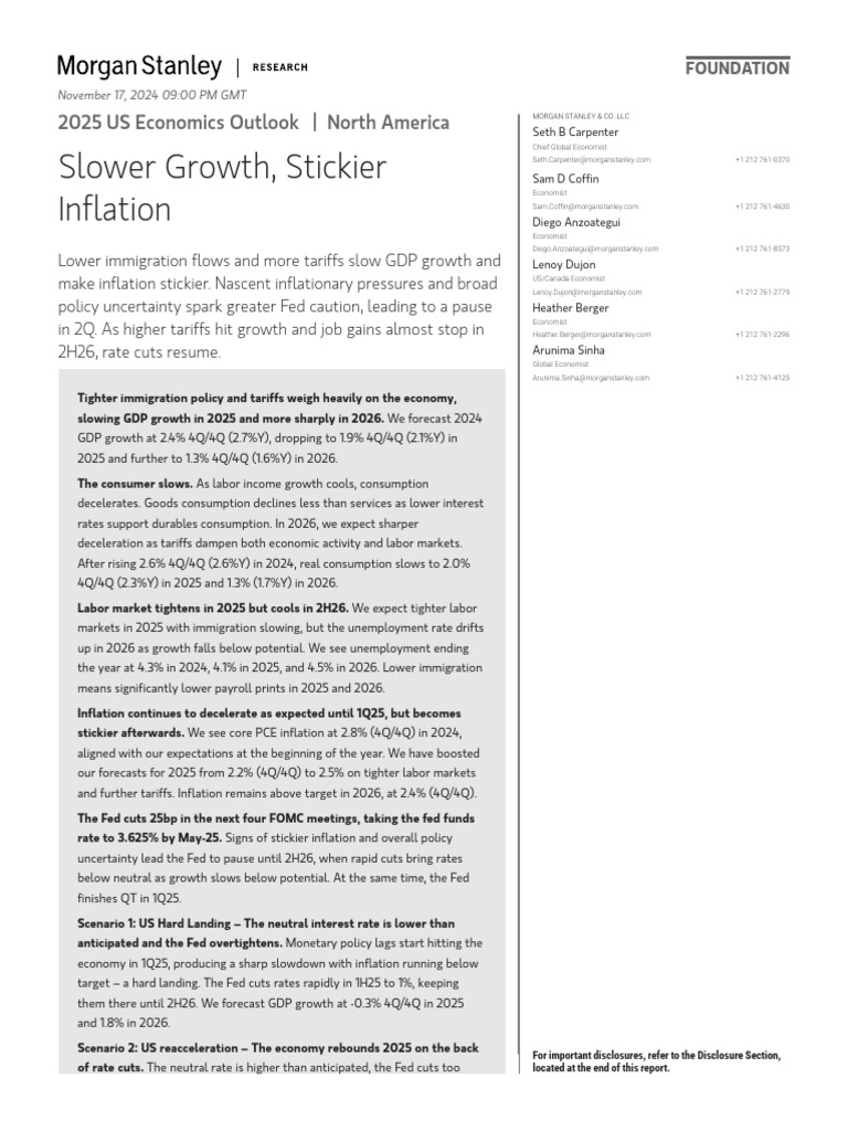 2025 US Economic Outlook: Growth & Inflation | PDF | Inflation ...