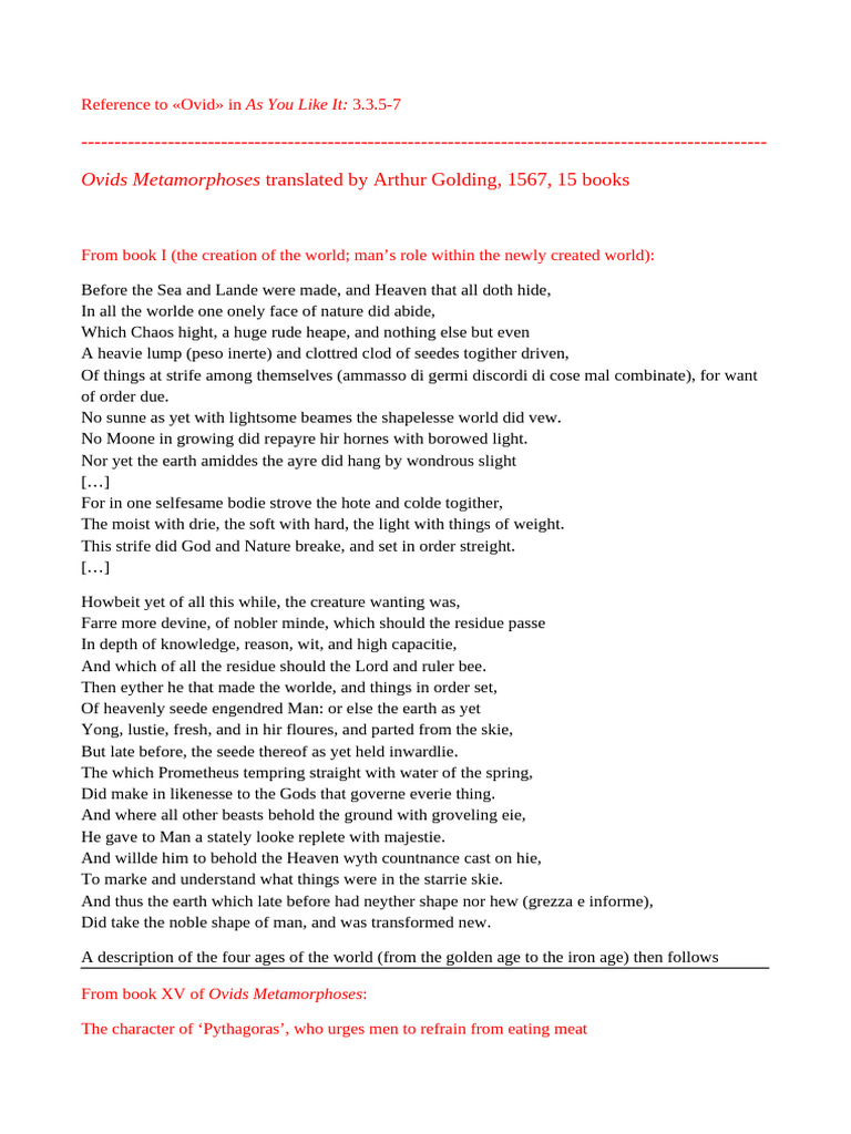 Ovids Metamorphoses Golding PDF Ovids Metamorphoses Golding PDF