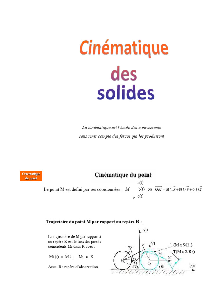 Introduction à la cinématique des mouvements | PDF | Cinématique ...