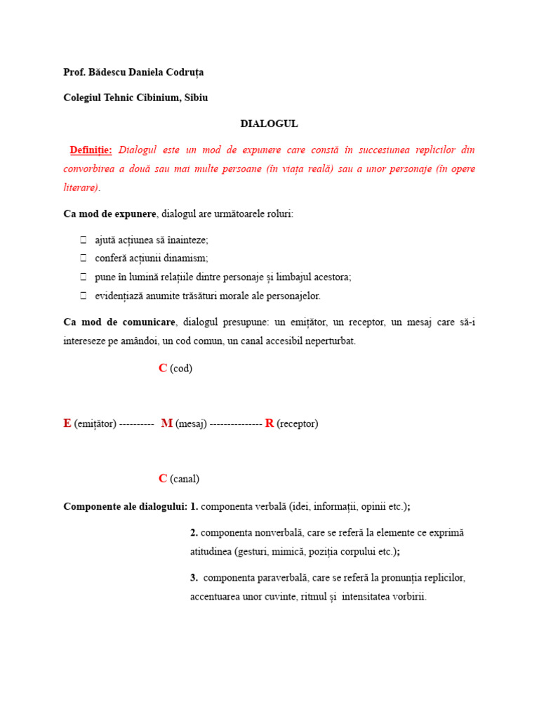 0 Dialogul. Monologul | PDF