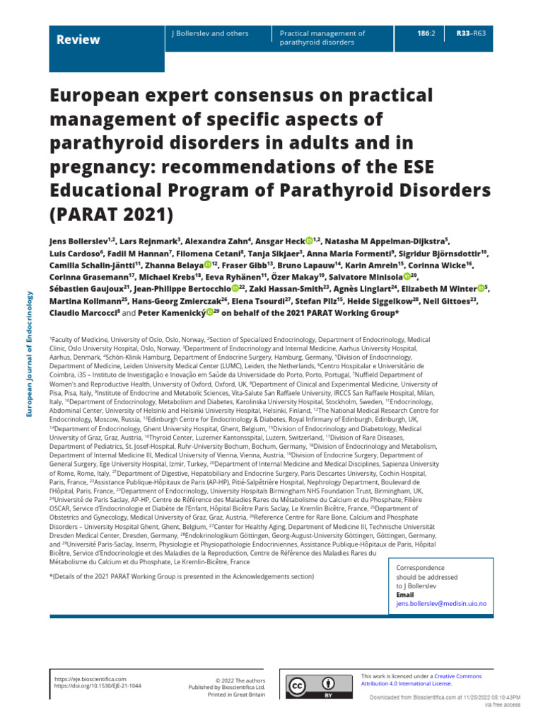 Expert Guidelines on Parathyroid Disorders | PDF | Parathyroid Gland ...
