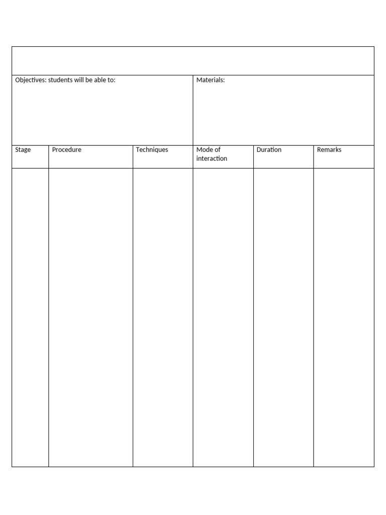 Reading Lesson Plan Template | PDF