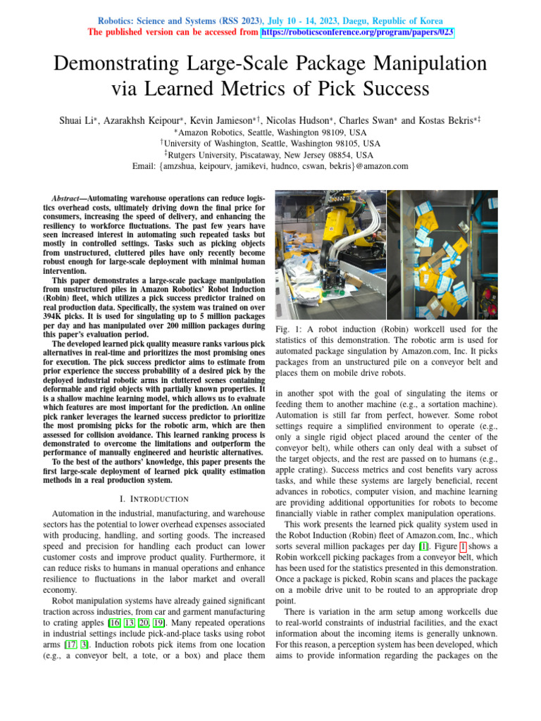 Large-Scale Package Manipulation in Robotics | PDF | Machine Learning ...