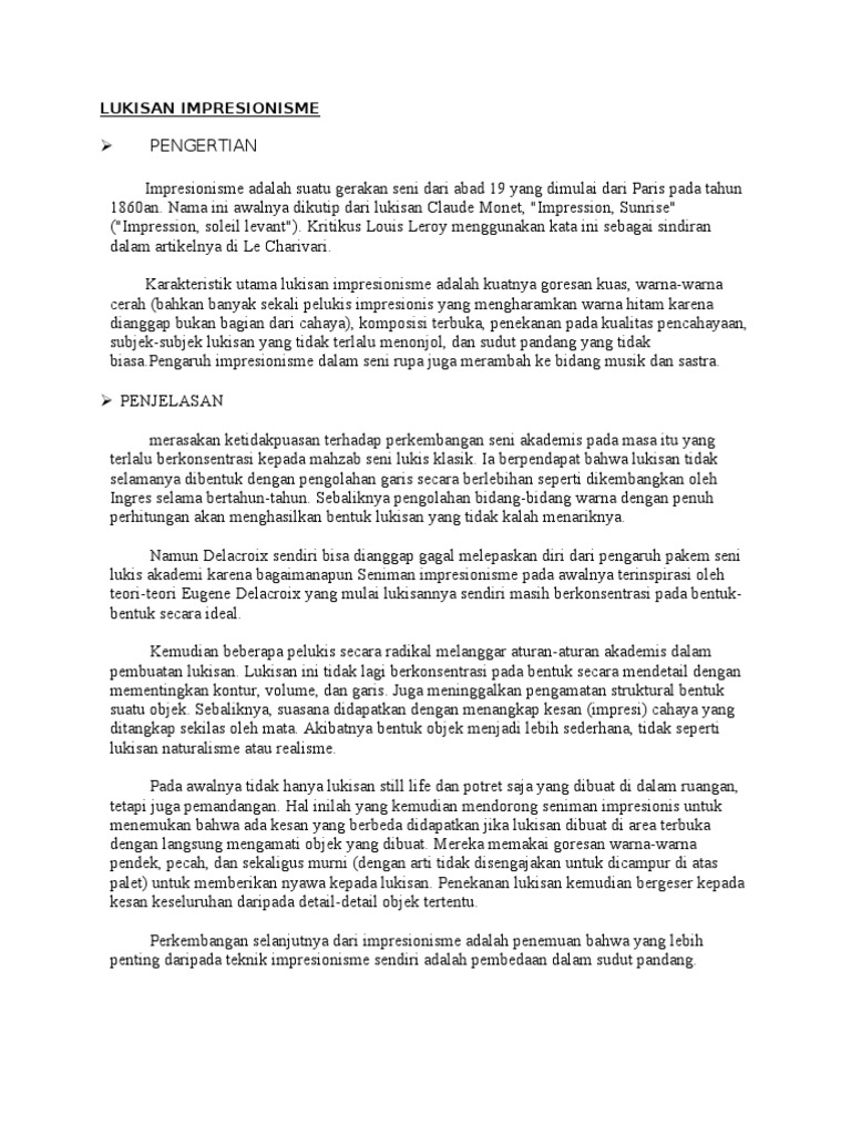 LUKISAN  IMPRESIONISME   LUKISAN  IMPRESIONISME