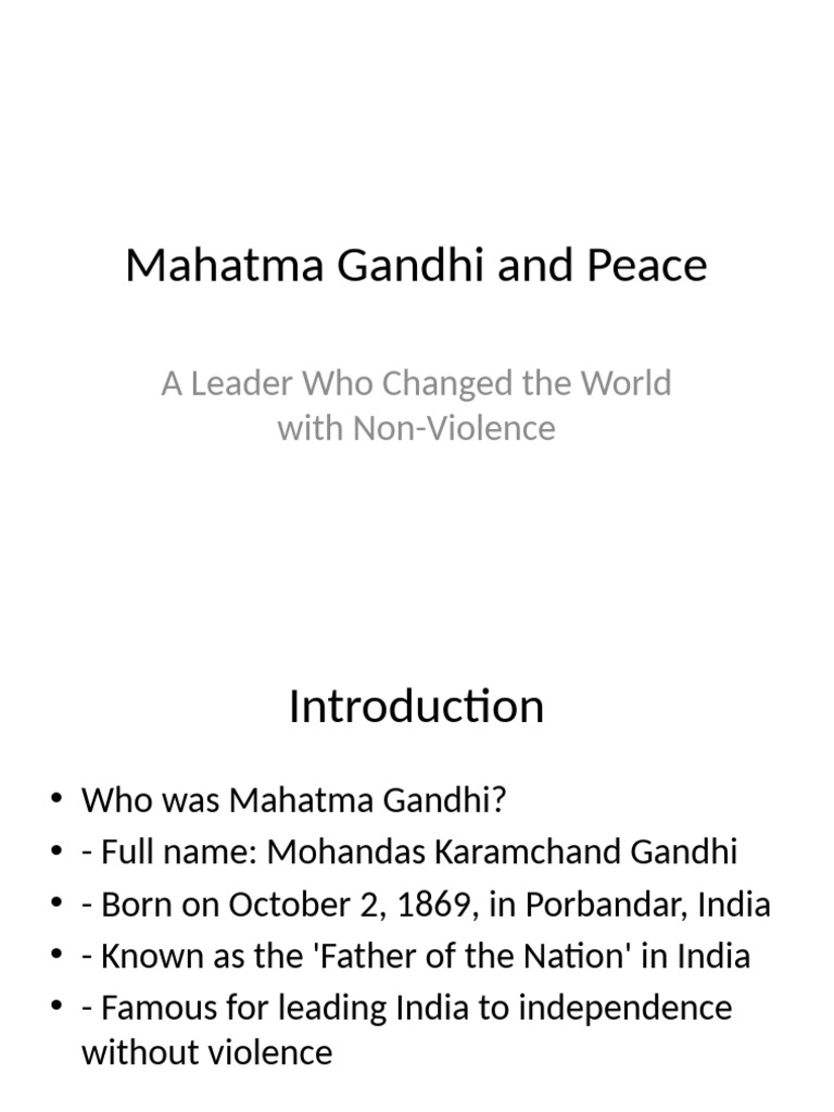 Mahatma Gandhi: Champion of Non-Violence | PDF | Mahatma Gandhi ...